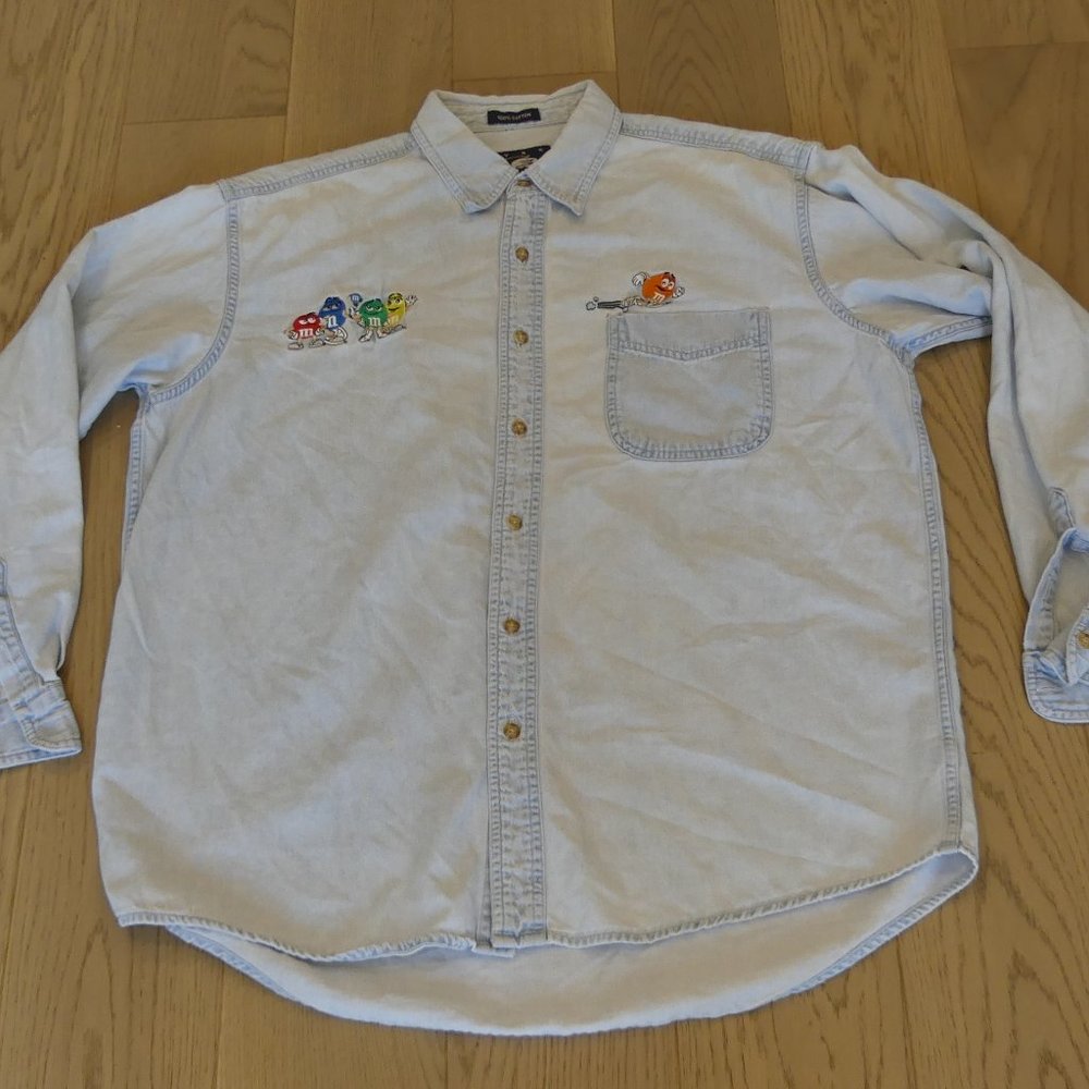 Vintage M&M's CYRK Clothing Company Blue Denim Large Button Down Shirt